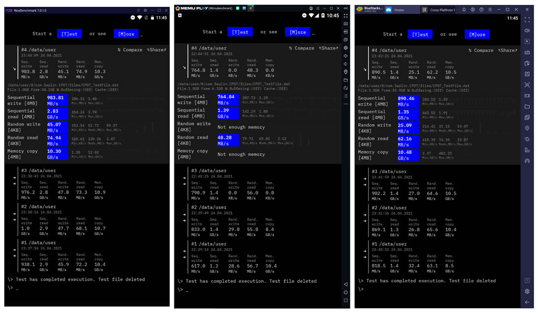 Nox vs MEmu vs BlueStacks test 2